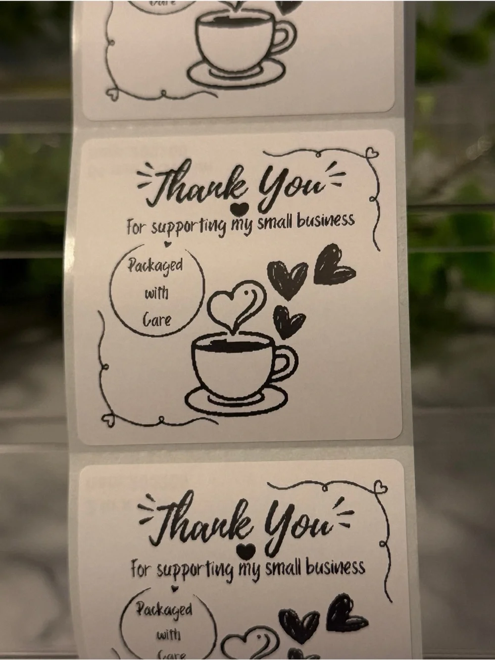 Coffee Thank You Stickers 2x2 | 200 Small Business Labels Packaged with Care